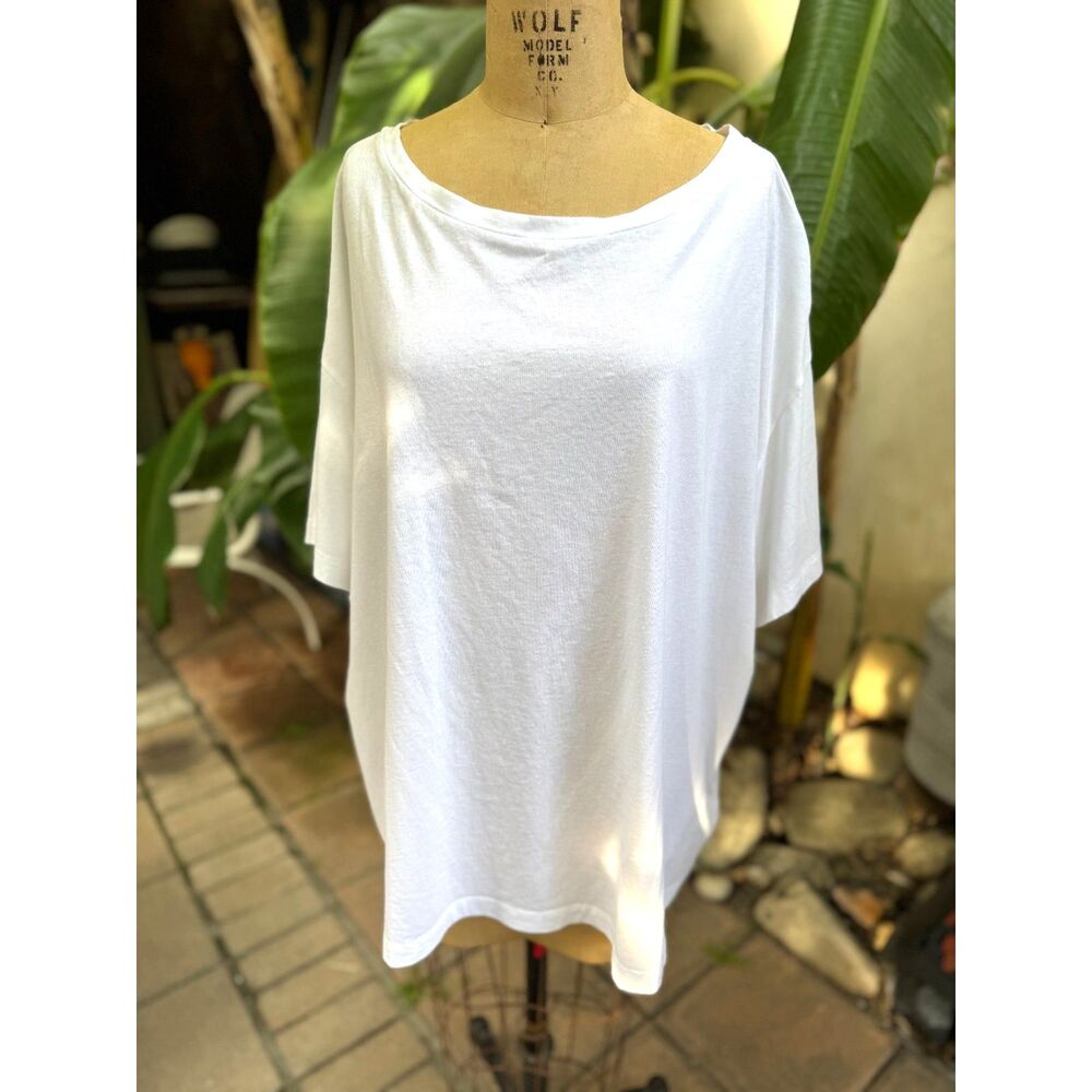 NWT AllSaints Lydia White Oversized Cotton Scoop Neck Short Sleeve T-Shirt SZ L
